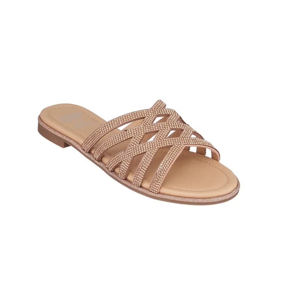 GC Shoes Women's Sage Flat Slide Sandals Rose Gold Size 9.5